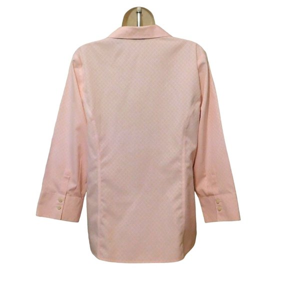 Liz Claiborne Blouse 12 Light Pink No Iron 3/4 Sleeves Tailored 100% Cotton - Picture 4 of 7